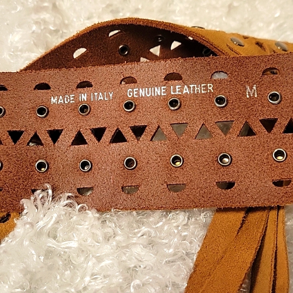 Women's Vintage Boho Leather Belt - size M - Picture 4 of 11